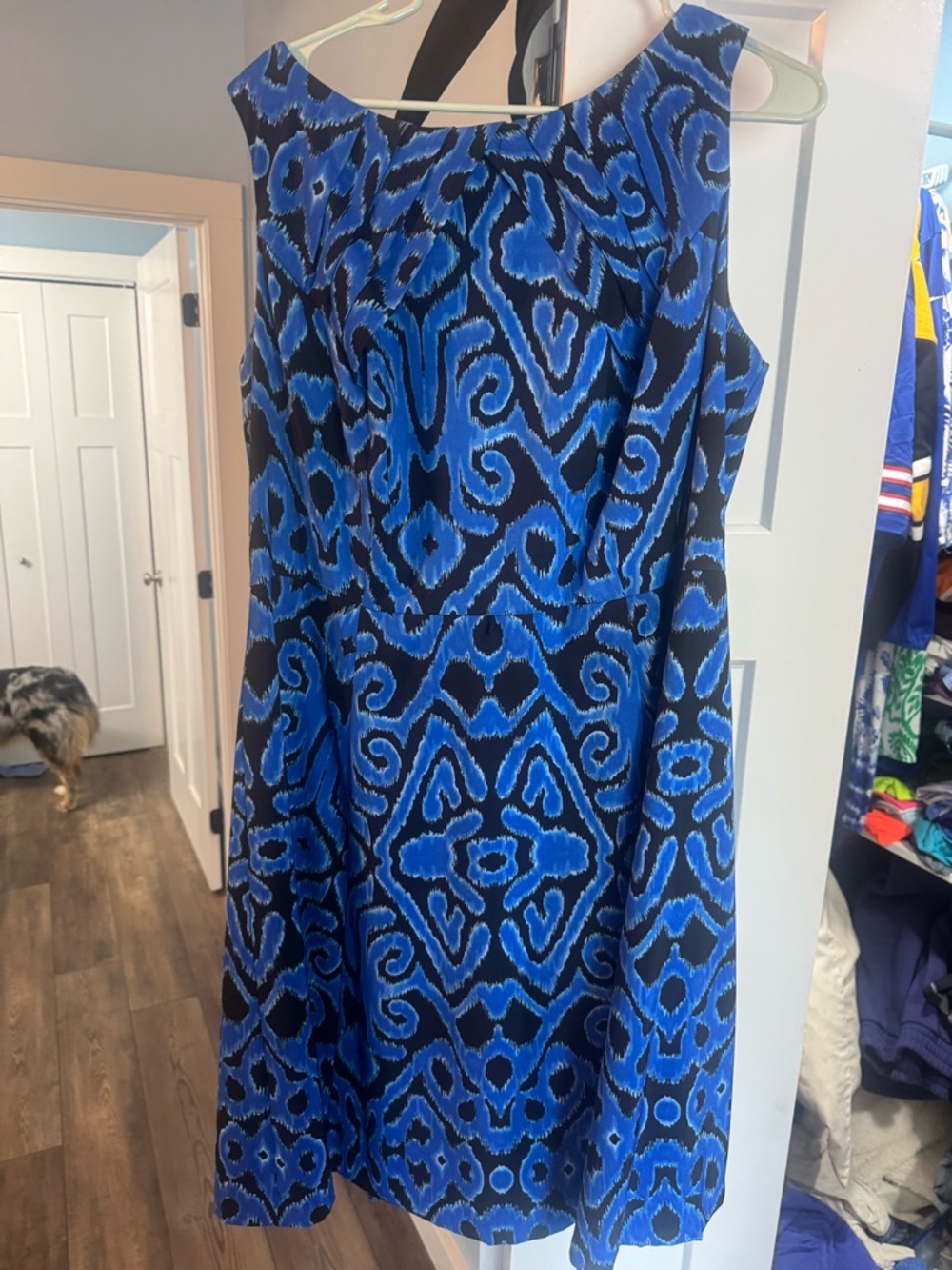 dressbarn Blue and Black Sleeveless Midi Dress
